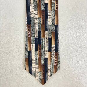 Vintage Mixed Print Silk Tie 1980s Bert Pulitzer Neutral Colors Striped Necktie